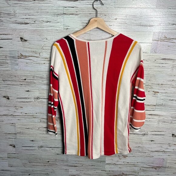 LOFT Ann Taylor striped top size small red orange - Picture 9 of 9
